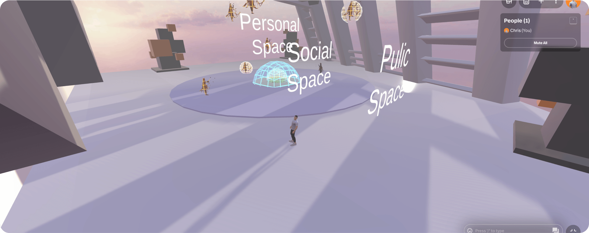 Demo of the Metaverse space experienced through the Spatio platform