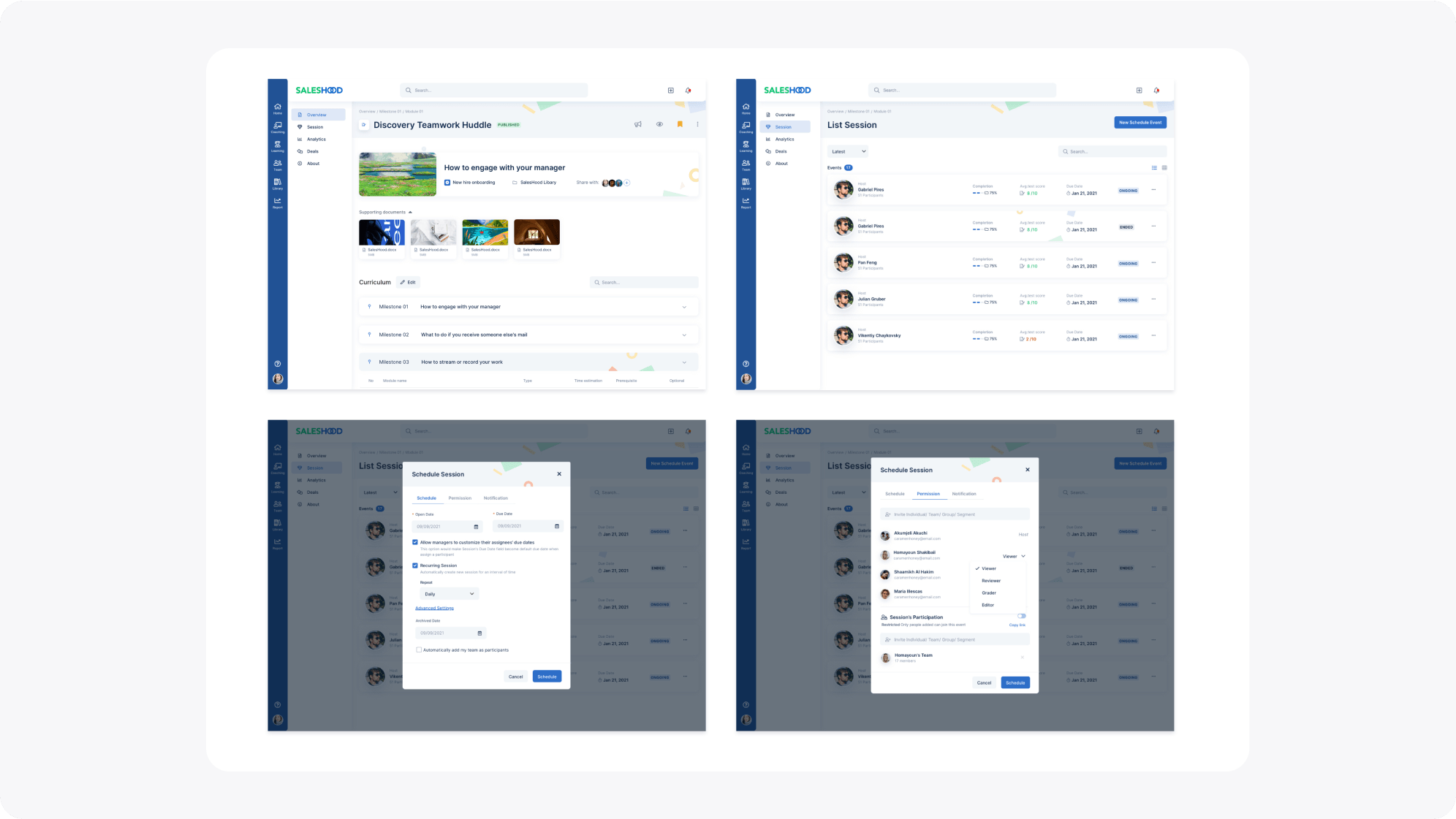 Redesigned Curriculum and Session feature, renamed from Template and Events