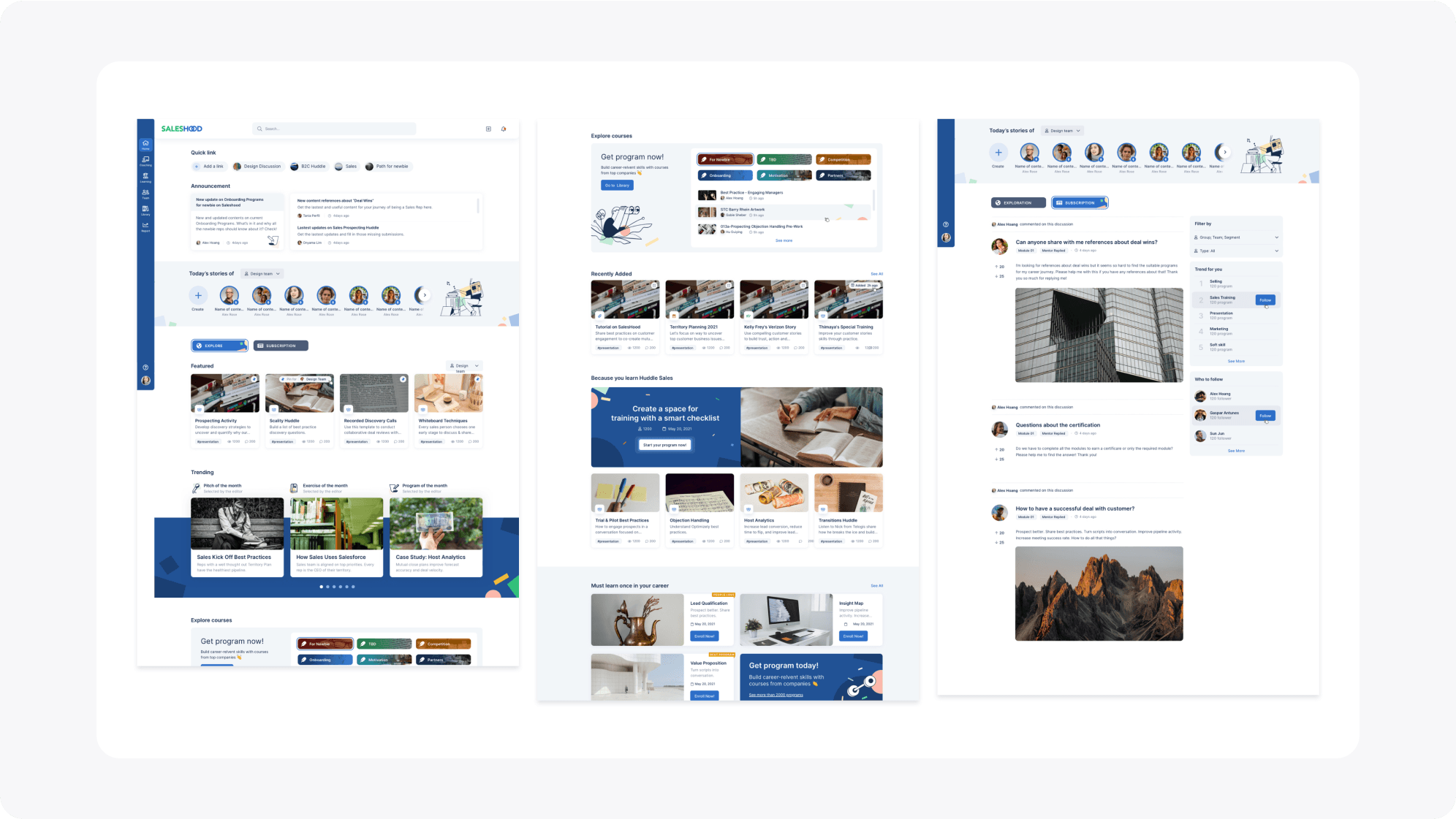 Redesigned SalesHood homepage engaging users with relevant updates and facts