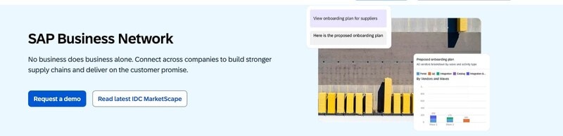 SAP Business Network hero — headline and product visual